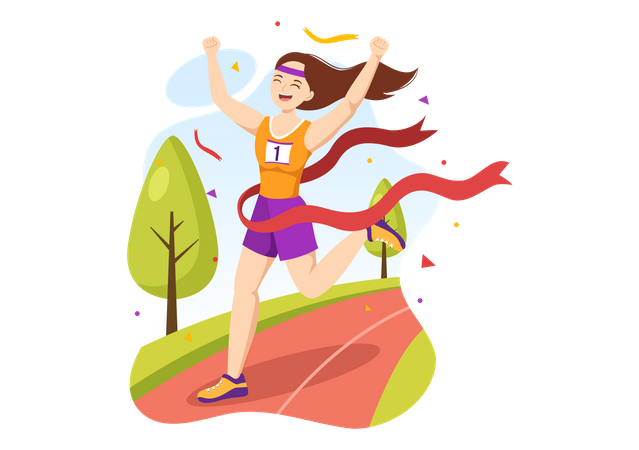 Female running in Marathon Race  Illustration