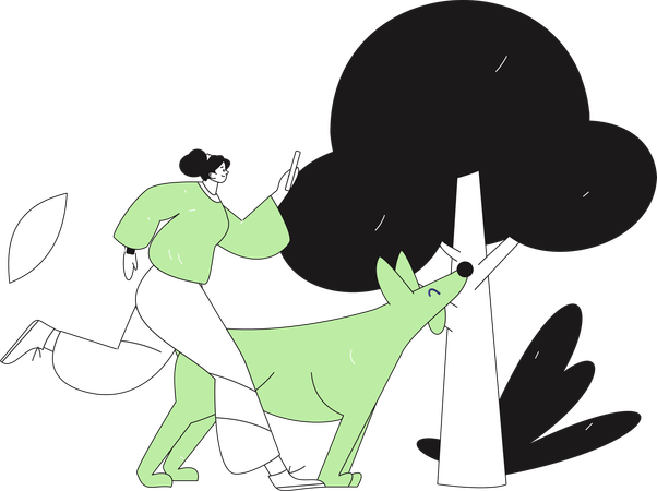 公園で走る女性  イラスト