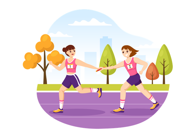 Female running in race  Illustration