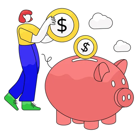 Female Saving Money  Illustration