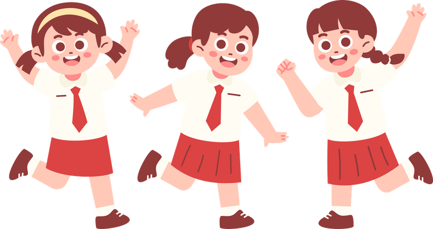 Female school Students  Illustration