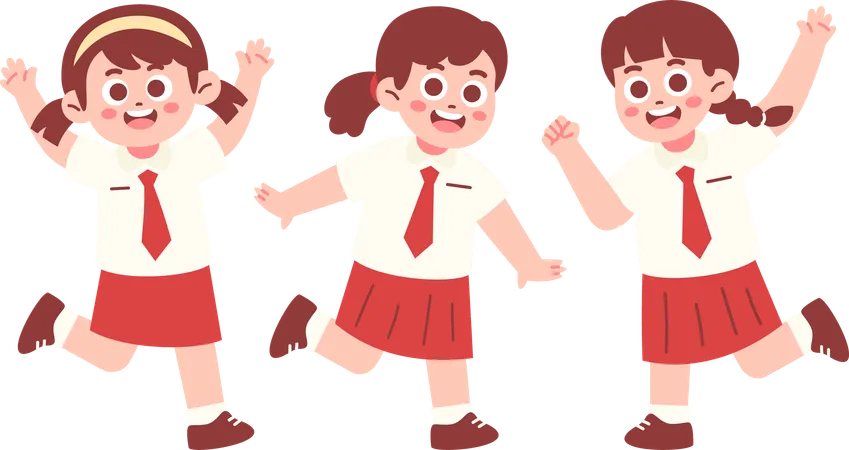 Female school Students  Illustration