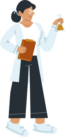 Female Scientist conducting chemical research  Illustration