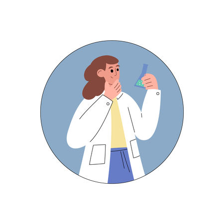 Female scientist create vaccine and drug at science research laboratory  Illustration