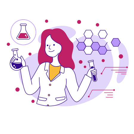 Female Scientist Doing Bio Experiment  Illustration