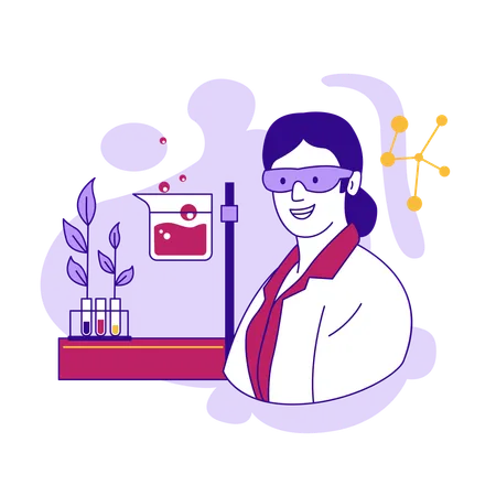 Female Scientist Doing Bio Research  Illustration