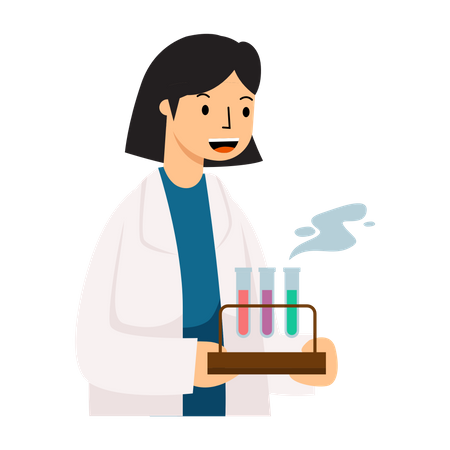 Female Scientist doing chemical experiment  Illustration