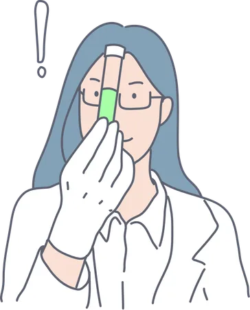 Female scientist doing chemical experiment  Illustration