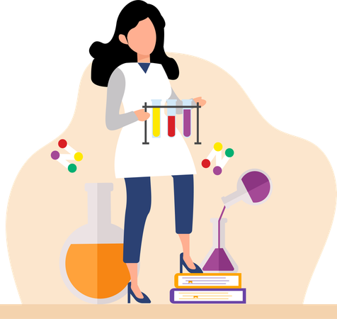 Female Scientist Scientist doing chemical research in lab  Illustration