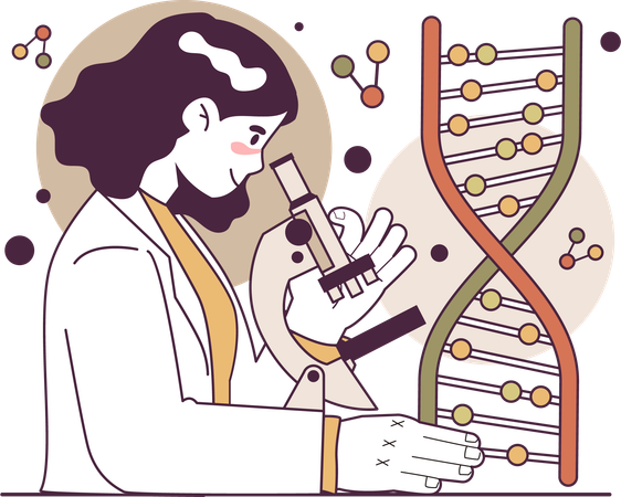 Female scientist doing dna testing  Ilustración