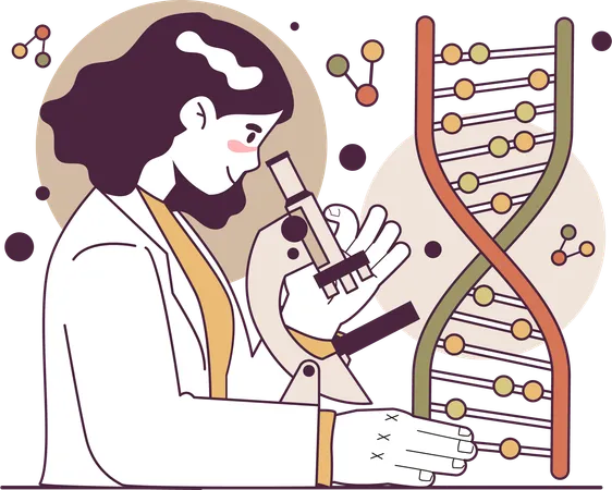Female scientist doing dna testing  Illustration