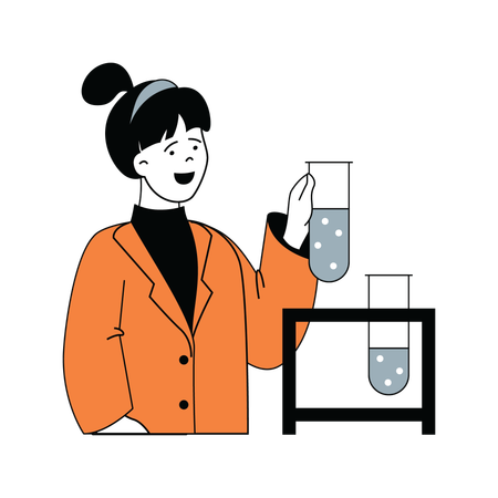 Female scientist doing experiment  イラスト