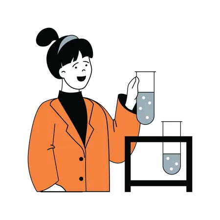 Female scientist doing experiment  Illustration