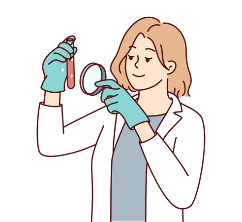 Science Clipart-cartoon style drawing of a scientist surrounded by beakers