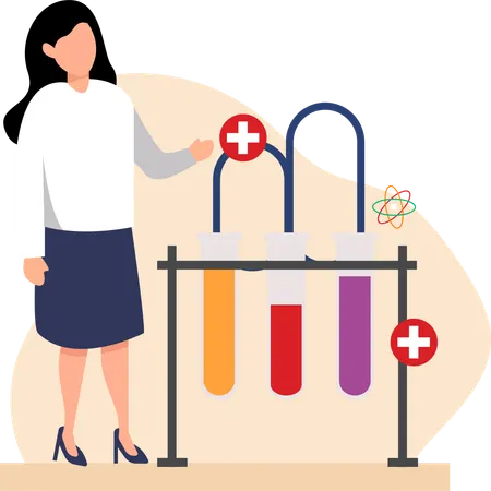 Female scientist doing experiment  Illustration