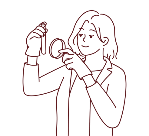 Female scientist doing experiment  Illustration