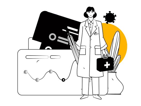 Female scientist doing experiment  Illustration