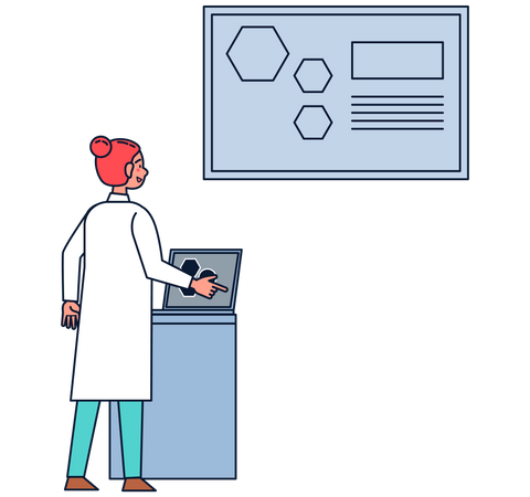 Female scientist doing experiment in laboratory  Illustration