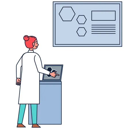 Female scientist doing experiment in laboratory  Illustration