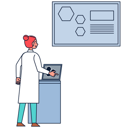Female scientist doing experiment in laboratory  Illustration