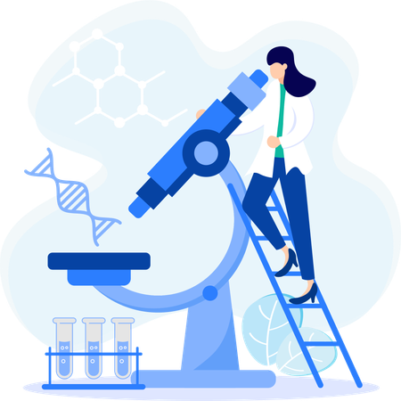 Female scientist Doing Experiment in Science Lab  Illustration