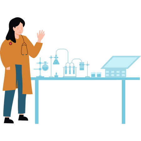 Female scientist doing experiments  Illustration