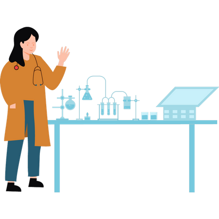 Female scientist doing experiments  Illustration