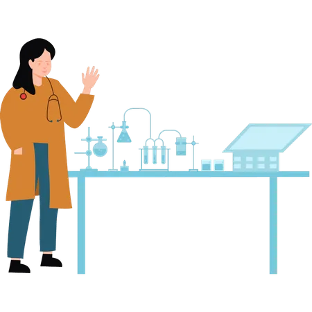 Female scientist doing experiments  Illustration