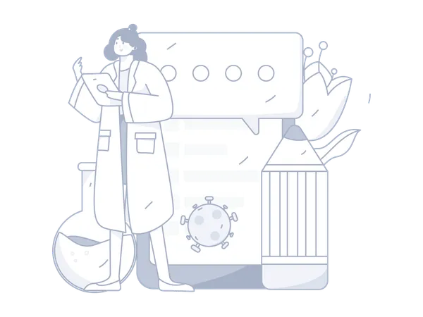 Female scientist doing medical research  Illustration