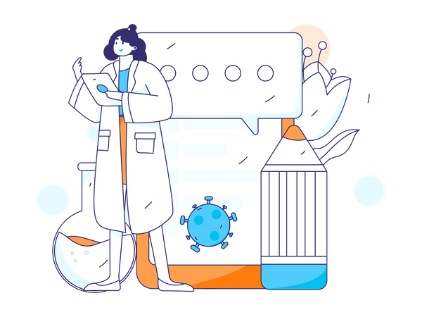 Female scientist doing medical research  イラスト