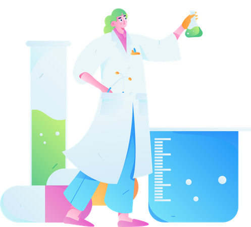 Female scientist doing medical research  Illustration