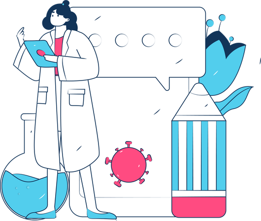 Female Scientist Doing Medical Research  Illustration