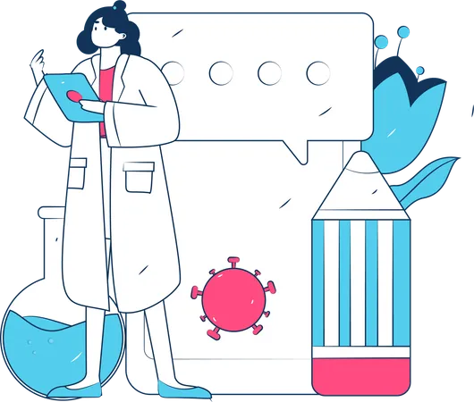 Female Scientist Doing Medical Research  Illustration