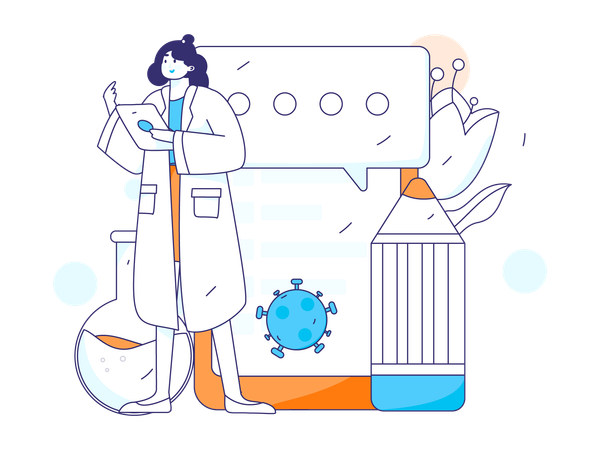 Female scientist doing medical research  Illustration