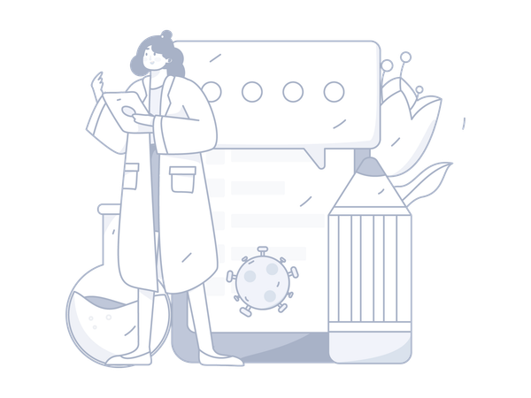 Female scientist doing medical research  Illustration