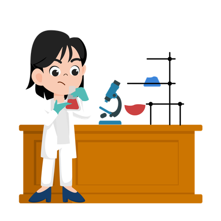 Female Scientist doing research  Illustration