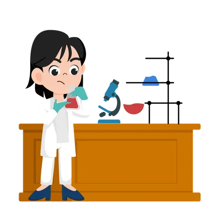 Female Scientist doing research  Illustration