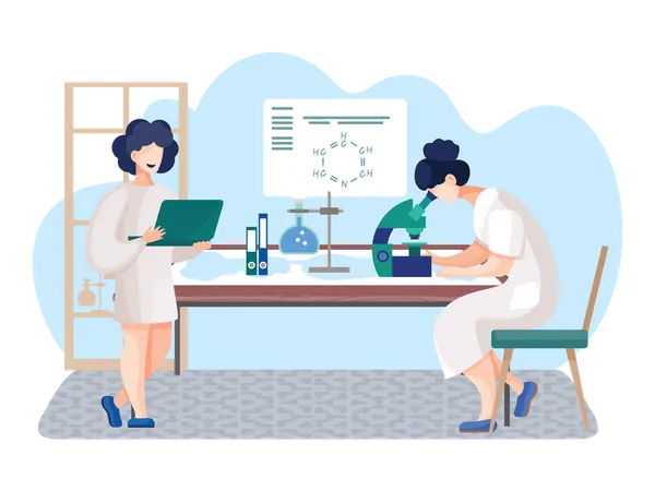 Female scientist doing science research  Illustration