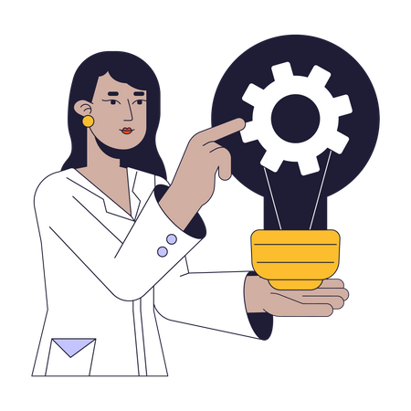 Female scientist getting idea  Illustration