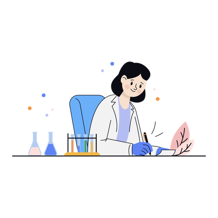 연구실의 여성 과학자  일러스트레이션