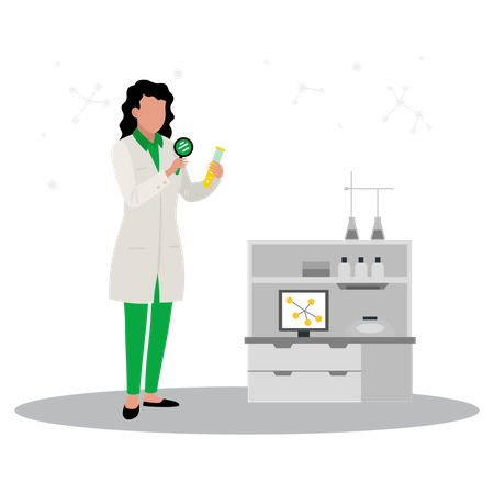 Female scientist in lab  Illustration