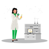 illustration female scientist in lab