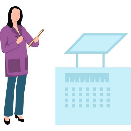 Female scientist preparing lab report  Illustration