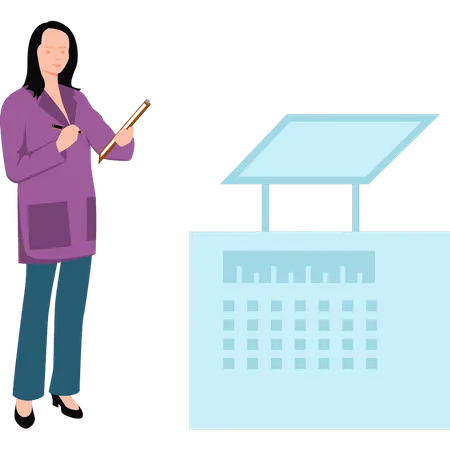 Female scientist preparing lab report  Illustration