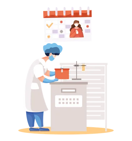 Female scientist preparing patient covid report  Illustration