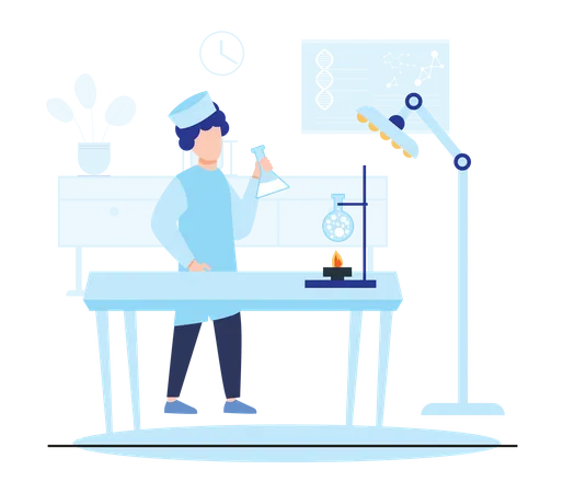 Female scientist research in lab  Illustration