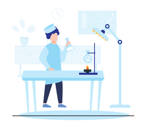 Female scientist research in lab  일러스트레이션