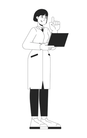 Female scientist standing in lab coat  Illustration