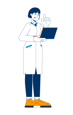 Female scientist standing in lab coat  Illustration