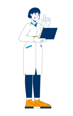 Female scientist standing in lab coat  Illustration